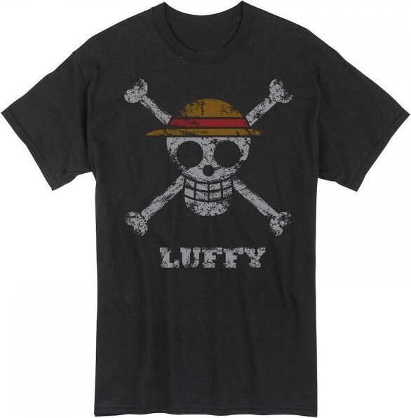 One Piece MensOnePieceDistressedStrawHatCrewT-Shirt-Medium