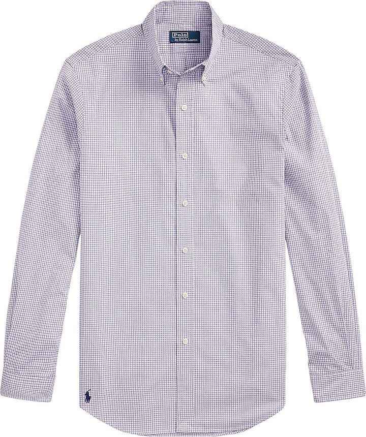 Polo Ralph Lauren Men's Checked Poplin Classic-Fit Shirt - Purple Navy Multi - Size Large