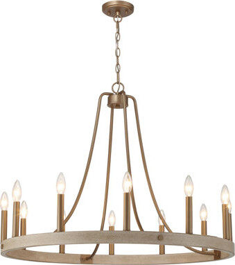 Birch Lane Adriana 12 - Light Steel Dimmable Candle Style Wagon Wheel Farmhouse Chandelier UL Certified