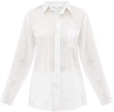 Thumbnail for your product : POUR LES FEMMES Oversized Palm-print Cotton Pyjama Shirt - Grey