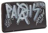 Thumbnail for your product : Balenciaga Classic Graffiti Print Zip Around Leather Wallet - Womens - Black White