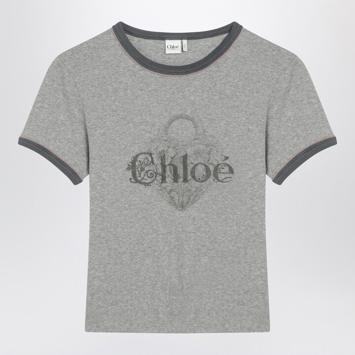 Chloé Chiné Jersey Baby-Fit T-Shirt With Logo Print