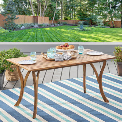 Lark Manor Outdoor 59 Inch Rectangular Solid Wood Table Dining Table