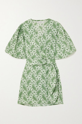 Faithfull The Brand + Net Sustain Godiva Paisley-print Linen Mini Wrap Dress - Green
