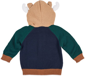Florence Eiseman Knit Moose Hoodie Sweater, Size 6-24 Months