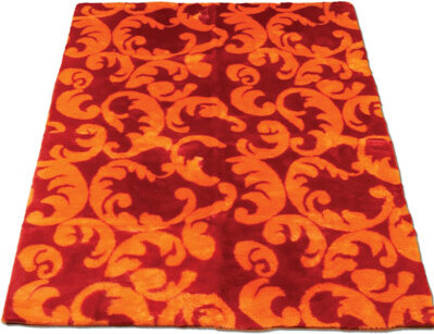 Walk On Me Contemporary Rectangle Washable Red/Orange Area Rug