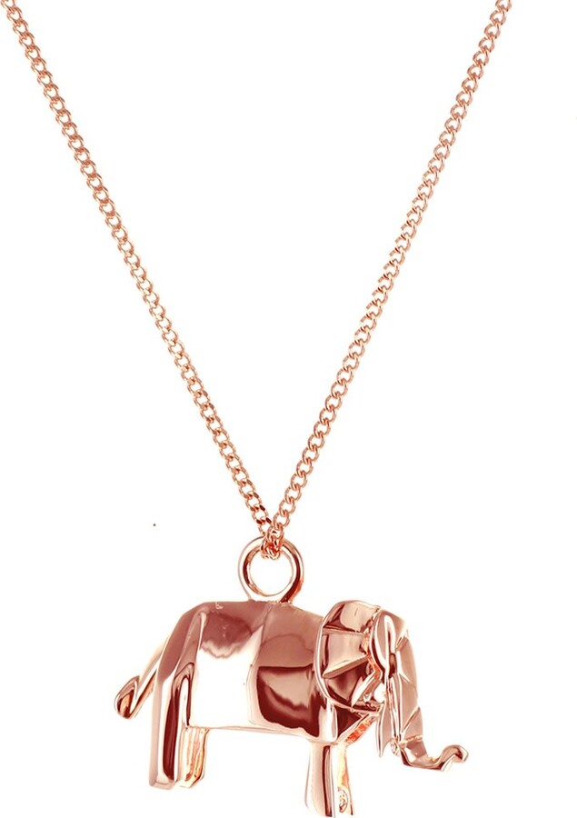 Origami Jewellery Mini Elephant Necklace Rose Gold