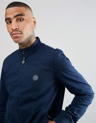 Pretty Green Cotton Harrington Jacket With Printed Paisley Lining In Navy