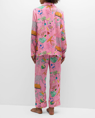 Karen Mabon Elephant in the Room Satin Long Sleeve Pajama Set