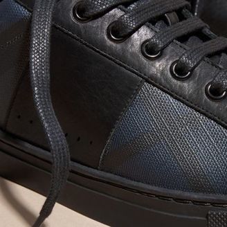 Burberry Check Detail Leather Trainers
