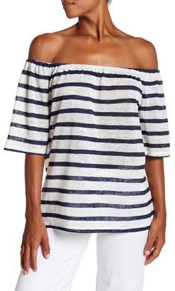 BCBGeneration Striped Off-the-Shoulder Trapeze Tee