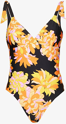 Seafolly Womens Black Palm Springs Floral-print Swimsuit
