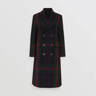 Burberry Tartan Wool Mohair Blend Tailored Coat