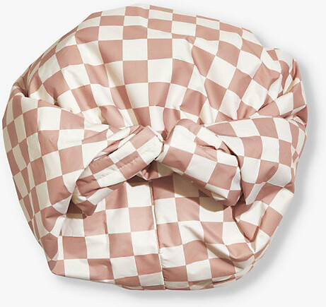 Kitsch Terracotta Check-Print Satin-Lined Woven Shower Cap