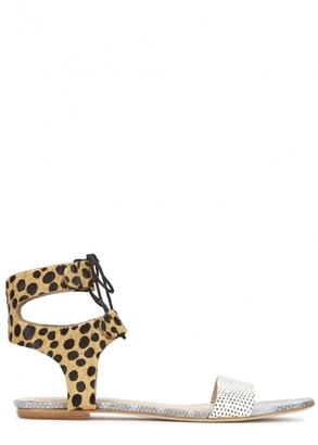 Loeffler Randall Alexa cheetah print calf hair sandals
