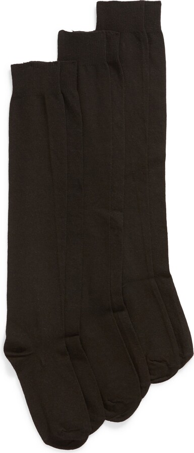 3-Pack Flat Knit Knee High Socks