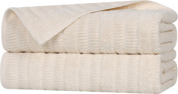 Mika Smart Twist Viscose Cotton Blend Medium Weight Solid Textured Ribbed Bath Sheets