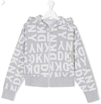 DKNY TEEN logo zip hoodie