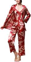 Thumbnail for your product : Dolamen Women’s Nighties Satin Pyjamas Set, Ladies Silky Nightwear Flower Printing Chemise Long