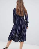 Thumbnail for your product : Glamorous midi shirt dress with pleated skirt in polka dot print