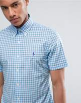Thumbnail for your product : Polo Ralph Lauren Slim Fit Short Sleeved Poplin Shirt In Light Blue Check