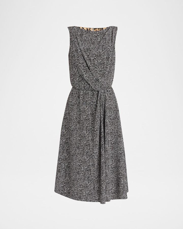 Dolce & Gabbana Draped Chevron Crepe Midi Dress