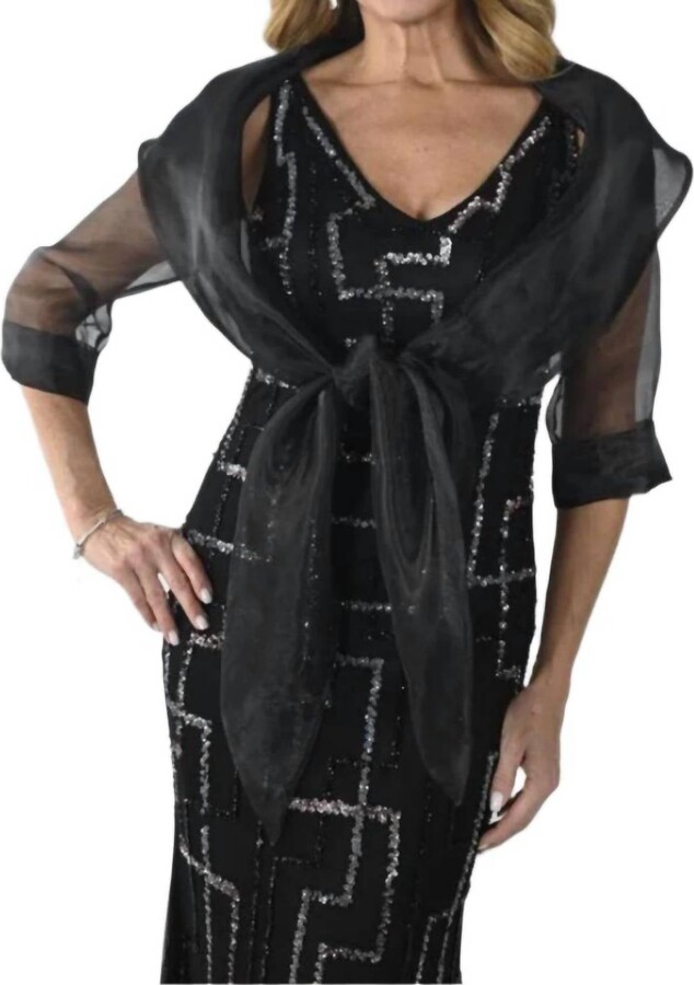 Frank Lyman Bolero Tie Front Jacket In Black