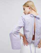 Thumbnail for your product : House Of Sunny Open Back Top With Wide Sleeve