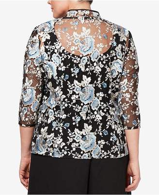 Alex Evenings Plus Size Embroidered Jacket & Top