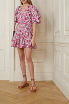 Thumbnail for your product : Rhode Resort Claudine Printed Cotton-poplin Wrap Mini Dress - Pink