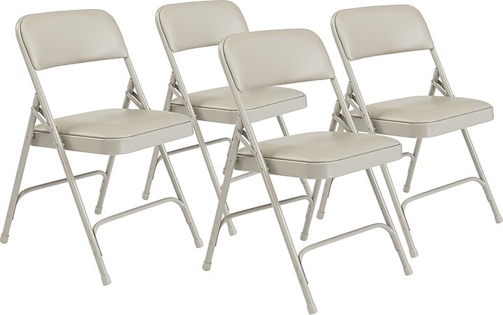 National Public Seating NPS 1200 Series Premium Vinyl Padded Folding Chair, Warm Grey/Grey, 4/Pack (1202/4)