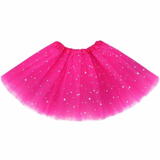 Auranso Girls Tutu Skirt Toddler Baby 3 Layers Tulle Sequin Star Ballet Dance Tutu Skirts for Girls 2-8 Years 
