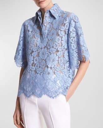 Large Floral Lace Collared Shirt
