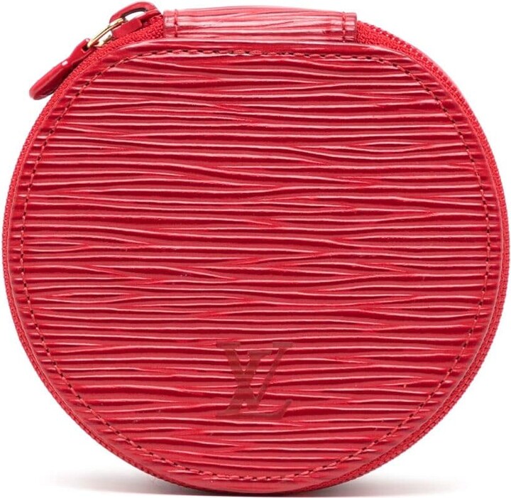 Authentic LOUIS VUITTON Epi Ecrin Bijou Jewelry Case Pouch Red Leather