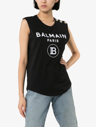 Balmain Logo Print Tank Top