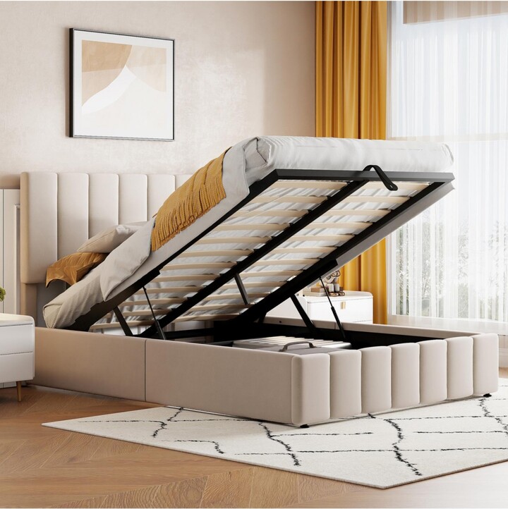 Streamdale Furniture Full size Upholstered Platform bed with a Hydraulic Storage System