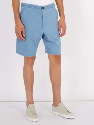 Oliver Spencer Kildale Mid Rise Cotton Shorts - Mens - Blue