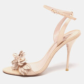 Thumbnail for your product : Sophia Webster Beige Leather Lilico Applique Ankle-Strap Sandals Size 41