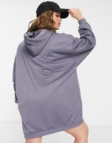 Thumbnail for your product : ASOS DESIGN Curve oversized mini sweatshirt hoodie dress in slate grey
