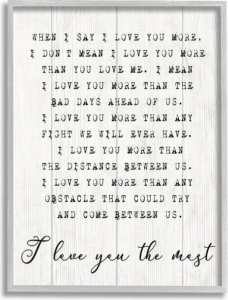 Stupell Home Decor I Love You the Most Distressed Framed Wall Art