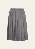Velour Pleated Midi Wool Skirt 