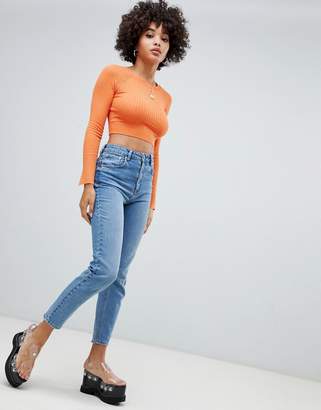 Missguided ribbed cropped jumper in orange