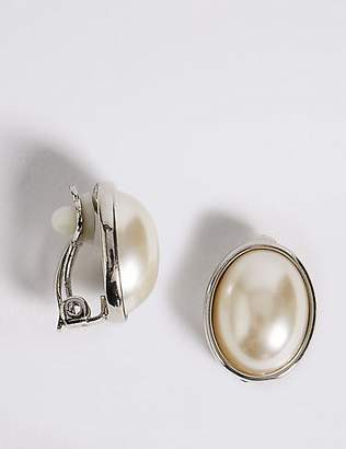 M&S Collection Pearl Effect Oval Clip-On Earrings