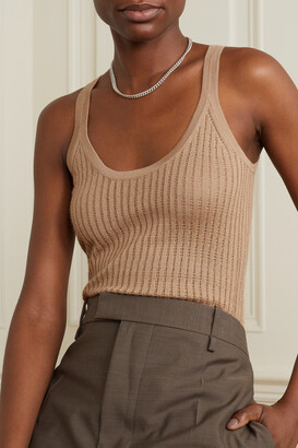 Gabriela Hearst Nevin Pointelle-knit Cashmere And Silk-blend Tank - Brown