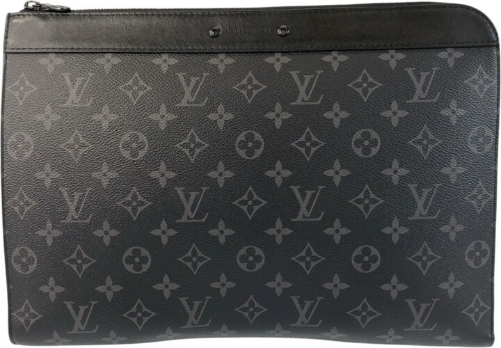 Louis Vuitton Black Gray Pvc Leather Clutch Bag Pochette (Pre-Owned)
