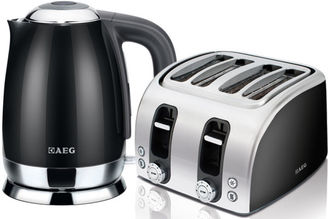 AEG Stainless Steel Toaster and Kettle Bundle - Black