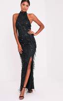Thumbnail for your product : PrettyLittleThing Maya Black Sequin Fishtail Maxi Dress