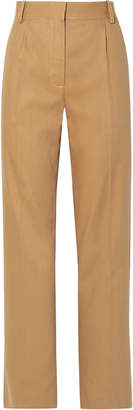 The Row Thea Pleated Linen And Cotton-blend Straight-leg Pants