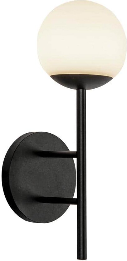 KUZCO Claremont 13-in 1-Light 6-Watt Black/Opal Glass Integrated LED Exterior Wall Sconce