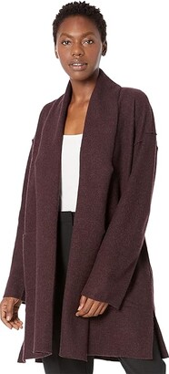 Eileen Fisher Petite High Collar Coat (Cassis) Women's Clothing